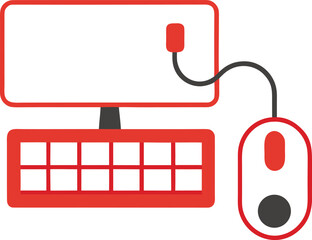 Computer keyboard and mouse vector illustration set for digital workspace and technology concepts isolated on transparent background