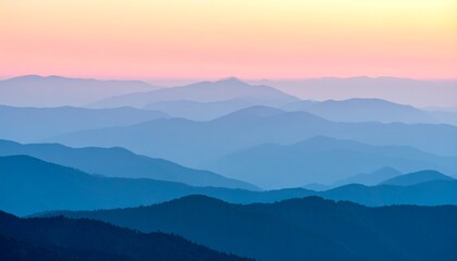Fototapeta premium Blue Ridge Mountain Layers at Sunset - A Serene Landscape.