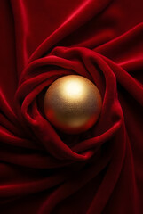 Red satin fabric with smooth luxurious texture and romantic wave pattern