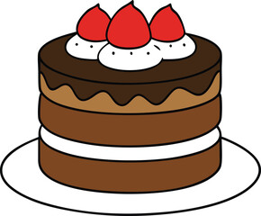 Layered chocolate cake vector illustration delicious dessert sweet food icon scalable eps isolated on transparent background