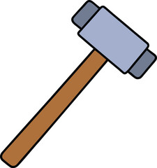 Vector illustration of a wooden hammer with steel head angled diagonally isolated on transparent background