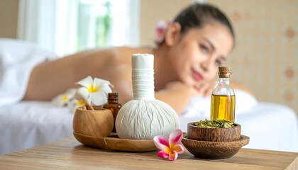 Relaxing Spa Day - Woman Enjoying Aromatherapy and Massage.