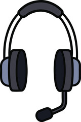 Vector illustration of a black gaming headset with microphone boom scalable eps isolated on transparent background