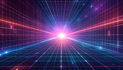 Abstract futuristic digital landscape with glowing lines and light