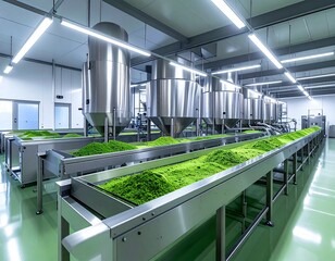 modern food factory production
line with matcha tea powder
