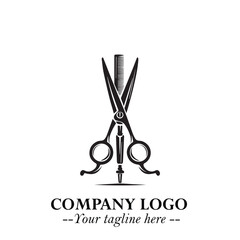 Black and White Barbershop Logo in Classic Vintage Vector Design for Modern Grooming and Style