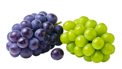 Creative grape set with contrasting red and green grapes, isolated on transparent background