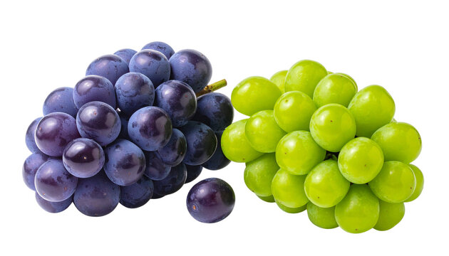 Creative grape set with contrasting red and green grapes, isolated on transparent background