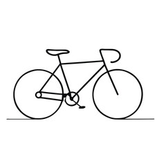 Minimalist line drawing of a bicycle symbolizing transportation, cycling, fitness, and eco-friendly lifestyle