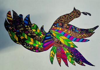 A modern Thai art pattern blending traditional motifs with vibrant colors and creative design.
