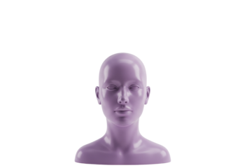 Lavender mannequin head isolated on transparent background, fashion display bust for retail and creative projects