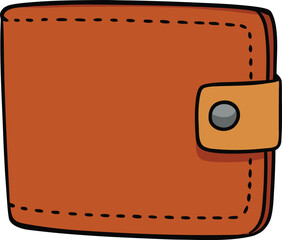 Vector illustration of a closed brown leather wallet with visible stitching eps isolated on transparent background