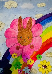 A colorful cartoon illustration full of bright tones and cheerful characters.