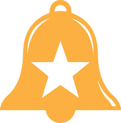 Golden notification bell icon with star for alerts, reminders and important updates, perfect for app design and user interface needs