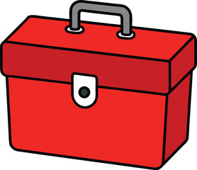 Red toolbox with closed metal latch scalable vector illustration graphic icon isolated on transparent background