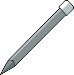 Silver stylus pen with pointed tip vector illustration for digital art and design isolated on transparent background