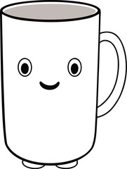 Cute white ceramic mug vector illustration customizable surface eps scalable design isolated on transparent background