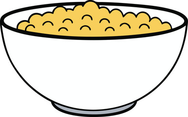 White ceramic bowl filled with cereal and milk vector illustration scalable eps icon isolated on transparent background