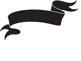 Elegant black banner with flowing ribbons for versatile design projects, perfect for announcements and creative layouts with text space