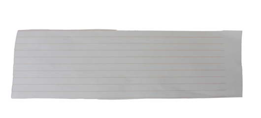 A realistic blank notebook paper with horizontal lines, wrinkled texture, and torn edges. Isolated on a transparent background, ideal for school designs, digital collages, scrapbooking.