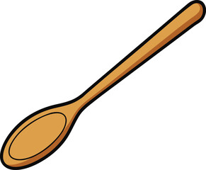 Vector illustration of a wooden spoon with visible grain texture angled diagonally isolated on transparent background