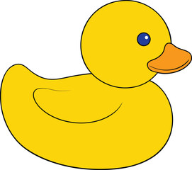 Yellow rubber duck illustration smooth surface floating vector scalable eps icon isolated on transparent background