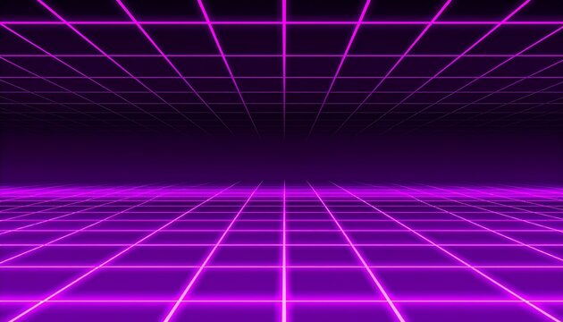 Abstract purple grid background with futuristic retrowave and synthwave vibes