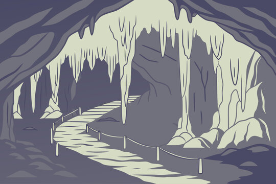 Skyline Caverns in Virginia, rare anthodite crystal formations glowing under lights