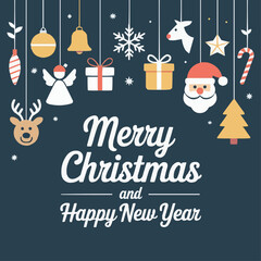 Merry Christmas Greeting Card with Sparkling Tree and Snowflake Background