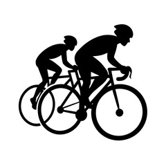 Cyclist Overtaking Rival Icon – Competitive Bike Racing Silhouette Illustration