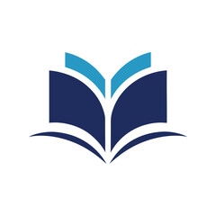 Open book logo symbol with blue and dark blue colors on white background education
