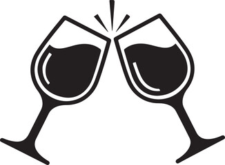 Elegant wine glasses toast celebrating friendship, success, or special occasion in a modern, minimalist black and white design