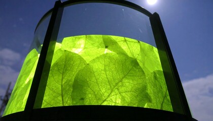 Green Leaves Illuminated in Glass Structure Under Bright Sunlight