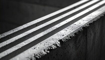 Abstract Architectural Detail in Black and White with Linear Light and Shadow Play Concrete Textures