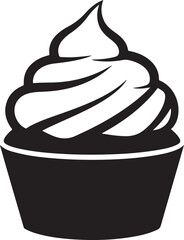 Delicious monochrome cupcake with creamy frosting swirls perfect for bakery menus or sweet treat designs and dessert promotions