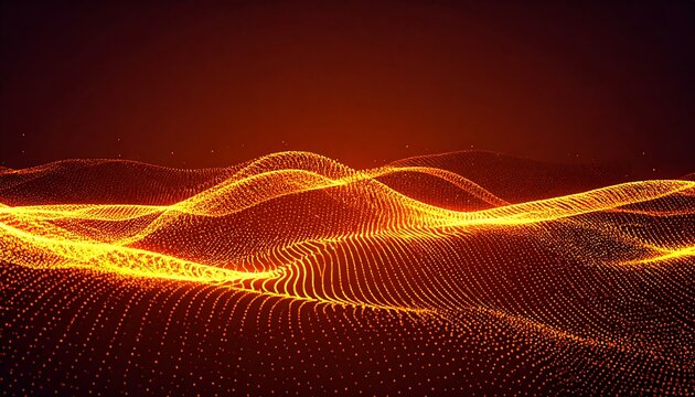 Abstract glowing digital waves forming a vibrant and dynamic background