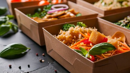 A photo of catering food packaging