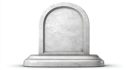 A plain, upright gravestone with a rounded top, set on a rectangular base, conveying a somber and respectful tone.
