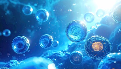 Abstract Blue Gradient Background with Bubbles and Textured Surface for Science or Technology Theme Presentations Product Displays Minimalist Design