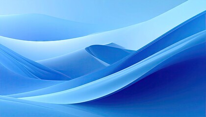 Abstract Blue Landscape with Wavy Lines and Soft Gradient Light Background Illustration