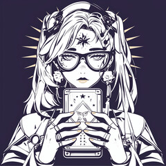 星とカードのスピリチュアル少女