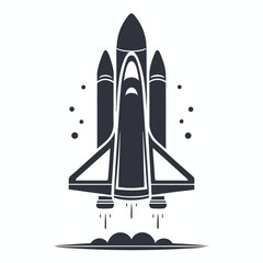 Space Shuttle Launching Silhouette, Rocket, Blasting Off, Spacecraft, Icon