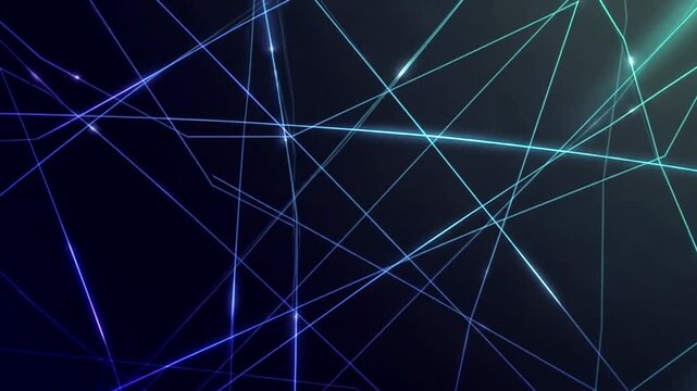 Abstract design featuring intersecting glowing lines and points on a dark background.
