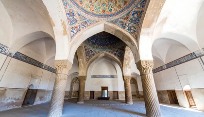Ornate vaulted hall with spiral stone columns