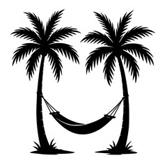 Relaxing Hammock Between Palm Trees, Tropical Paradise with Hammock