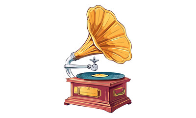 レトロな手描きの蓄音機