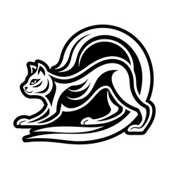 A glyph style icon depicting feline logo