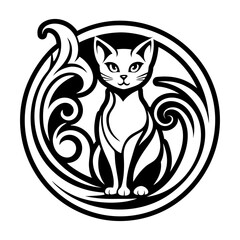 Solid style icon representing a cat symbol