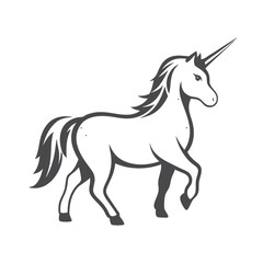 Stylized Unicorn Icon on White Background Fantasy Animal