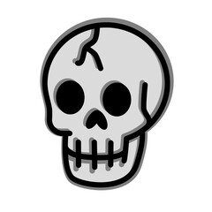 Creepy Cracked Human Skull Cartoon